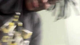 bbw ebony babe sees double with monster cocks deepthroating in mirror messy blowjob