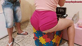 Teasing Stepdaughter's Ass Sticks Out!