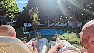wild swingers dive into steamy orgy action right in the swimming pool
