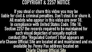 Hottie Charlee Chase rubs her clit hard while slamming a dildo deep in her wet mature cunt with big tits bouncing