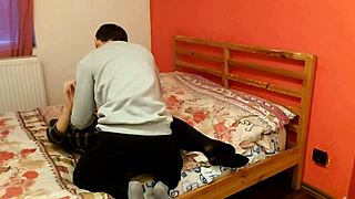 Whispers of passion as petite brunette teen's tight wet pussy grips that monster cock in rough romantic creampie bliss.