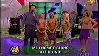 Blonde Brazilian TV babe strips as team rips clothes super positive