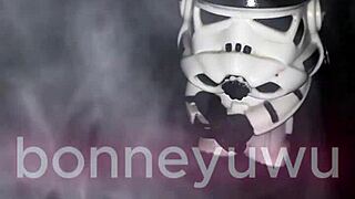 bonneyuwu as leia star wars cosplay masturbates with vader dildo