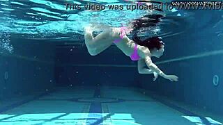 jessica lincoln looks great in her pink bikini floating around the pool