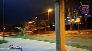 big ass black prostitute bruna santiny sucks stranger's cock in public square after cuckolding hubby??