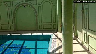 jessica lincoln looks great in her pink bikini floating around the pool