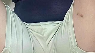 housewife plays video game naked on the couch