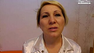 Aged blonde amateur bends over for old woman's hardcore fucking, homemade cowgirl doggystyle blowjob pussy riding action