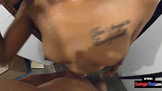 amateur teen couple bends over for horny doggystyle blowjob sex in steamy shower