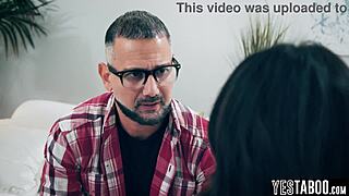 Caring stepdad pounds horny teen stepdaughter's hairy pussy deep