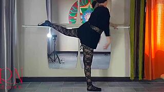 Why punish ballerina Regina Noir's ass in fishnets when teacher can face fuck her pussy too?