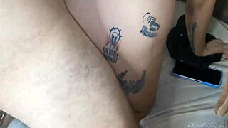 Two hot tattooed Latinas with big asses and tits seduce delivery guy bent over doggystyle, lesbian squirting cumshot fill-up