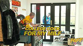 he sends his thick juicy milf wife into the dorm to fuck and share with a horny student