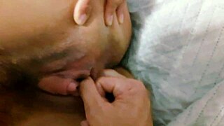 Wife gives greedy blowjob while fingering wet pussy and ass close up