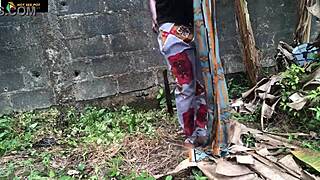 two farmers sneak off for homemade hairy pussy fun in the bush.