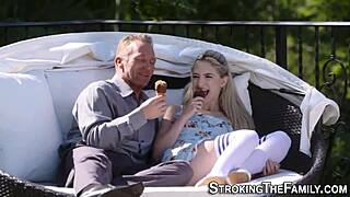 Stepdaughter teen gets her pussy eaten out then pounded hard by horny milf mother-in-law