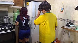 blindfolded girlfriend bent over fucked by old friend doggystyle while boyfriend watches debt ntr.