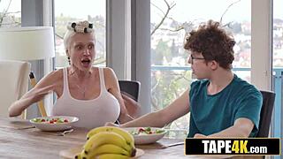 Bratty stepson uses vr device to get close with his giant fake tits stepmom