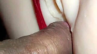 sexy anal sex with candy in red thong pompon bent over desk creampie.