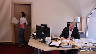 Why does young secretary ride boss cock then deepthroat cum in office?