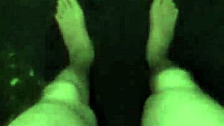 whoa, amateur babe masturbates her wet pussy with monster cock toy in public rain naked!!