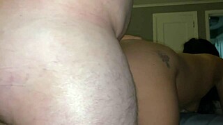 close pov of her giving blowjob before creampie sex action