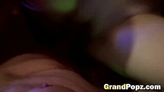 heart races watching blonde teen ride grandpas shaved cock reverse cowgirl