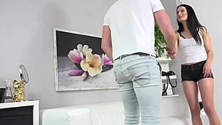 czech brunette babe gets fucked hard during her sexy photoshoot interview and casting