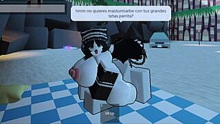 Liz bends over big ass for creampie doggystyle on nudist beach with fan