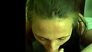 close pov of her giving blowjob before creampie sex action