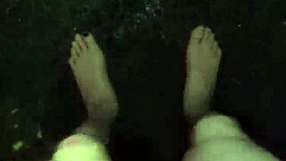 whoa, amateur babe masturbates her wet pussy with monster cock toy in public rain naked!!