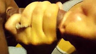 Topless Ebony Sucks Monster Black Cock Deep in Amateur Blowjob