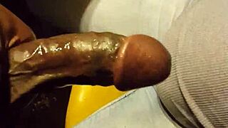 Topless Ebony Sucks Monster Black Cock Deep in Amateur Blowjob