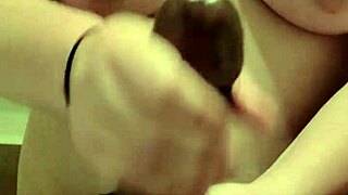 big titted white girl handjobs cock to cumshot swallow