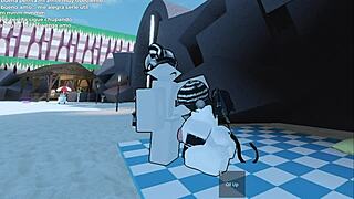 Liz bends over big ass for creampie doggystyle on nudist beach with fan