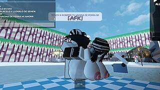 Liz bends over big ass for creampie doggystyle on nudist beach with fan