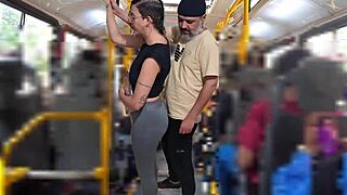 Overwhelmed slutty student feels ecstasy from public bus cumshot explosion