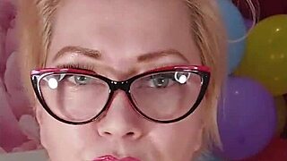 check out this mature bitch dildoing her big pussy amid colorful balloons, damn!