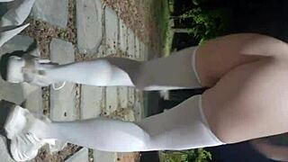 chinese babe strips naked outdoors for wild exposure masturbation 🔥🌳