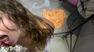 She gets savagely ass-fucked in toilet with piss milk overflow and face flush