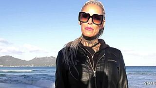 slim tattooed german milf wife chats no condom hotel cheat then cums on narrow ass