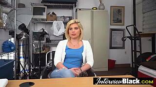 job seeker arrives for black casting interview on sofa but ends up in rough interracial sex