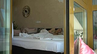 young tattooed blonde teen rides stepdad's cock to make daddy happy at home