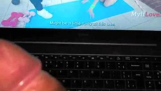 Housewife fingers herself watching trainer demolish her birthday cake with huge thrusts