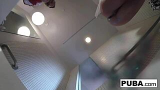 christiana glitters her body in steamy shower and bathtub play