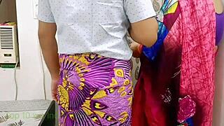 xxx indian threesome bangs horny desi wife and maid auntie in cheating anal ass licking frenzy