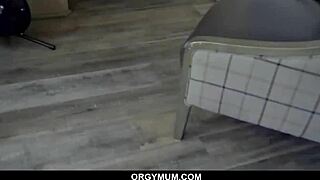 this hot cougar starts blowing her stepson hard while his stepsis watches the whole group action