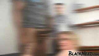 Blonde housewife begs for big black cock facial finish