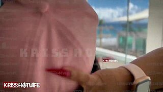 Married Slut Flashes Big Pussy Lips Naked on Apartment Balcony