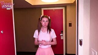 Redhead teen babysitter Ellie Murphy's juicy pussy gets creampied deep by mature Seth Brogan